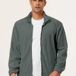 Allegra K Men's Full-Zip Fleece Jacket Long Sleeves Soft Stand Collar Winter Outdoor Coat With Pockets 65 Allegra K Men's Full-Zip Fleece Jacket Long Sleeves Soft Stand Collar Winter Outdoor Coat With Pockets