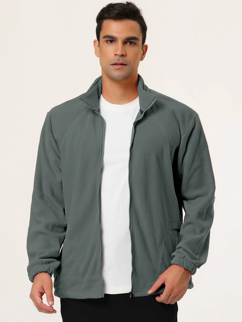 Allegra K Men's Full-Zip Fleece Jacket Long Sleeves Soft Stand Collar Winter Outdoor Coat With Pockets 30 Allegra K Men's Full-Zip Fleece Jacket Long Sleeves Soft Stand Collar Winter Outdoor Coat With Pockets