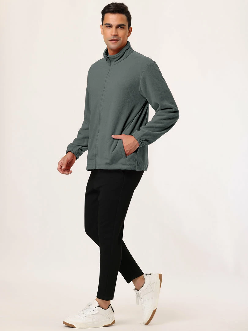 Allegra K Men's Full-Zip Fleece Jacket Long Sleeves Soft Stand Collar Winter Outdoor Coat With Pockets 31 Allegra K Men's Full-Zip Fleece Jacket Long Sleeves Soft Stand Collar Winter Outdoor Coat With Pockets