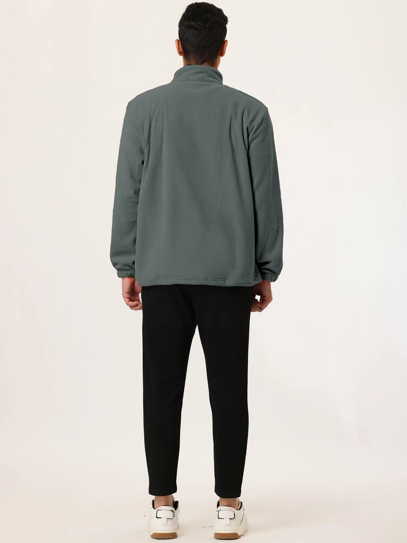 Allegra K Men's Full-Zip Fleece Jacket Long Sleeves Soft Stand Collar Winter Outdoor Coat With Pockets 32 Allegra K Men's Full-Zip Fleece Jacket Long Sleeves Soft Stand Collar Winter Outdoor Coat With Pockets