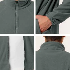 Allegra K Men's Full-Zip Fleece Jacket Long Sleeves Soft Stand Collar Winter Outdoor Coat With Pockets 68 Allegra K Men's Full-Zip Fleece Jacket Long Sleeves Soft Stand Collar Winter Outdoor Coat With Pockets