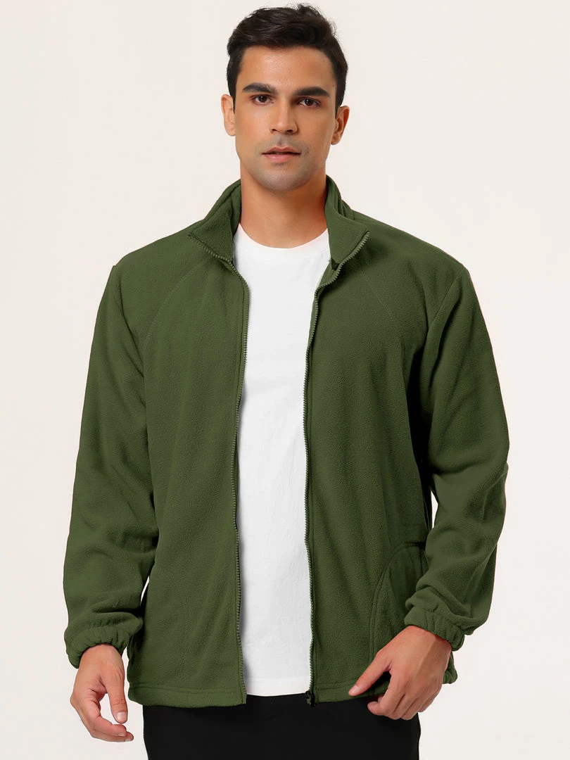 Allegra K Men's Full-Zip Fleece Jacket Long Sleeves Soft Stand Collar Winter Outdoor Coat With Pockets 20 Allegra K Men's Full-Zip Fleece Jacket Long Sleeves Soft Stand Collar Winter Outdoor Coat With Pockets