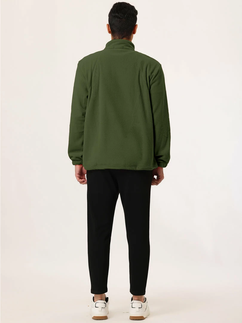 Allegra K Men's Full-Zip Fleece Jacket Long Sleeves Soft Stand Collar Winter Outdoor Coat With Pockets 22 Allegra K Men's Full-Zip Fleece Jacket Long Sleeves Soft Stand Collar Winter Outdoor Coat With Pockets