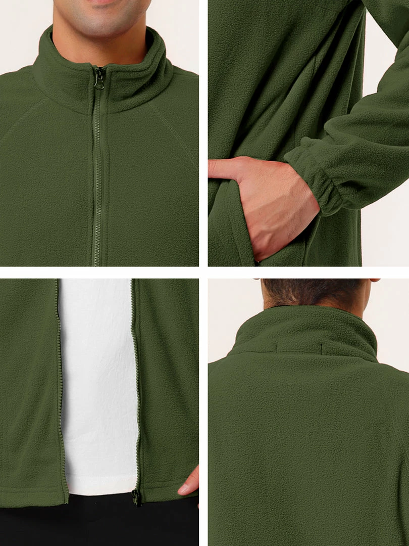 Allegra K Men's Full-Zip Fleece Jacket Long Sleeves Soft Stand Collar Winter Outdoor Coat With Pockets 23 Allegra K Men's Full-Zip Fleece Jacket Long Sleeves Soft Stand Collar Winter Outdoor Coat With Pockets