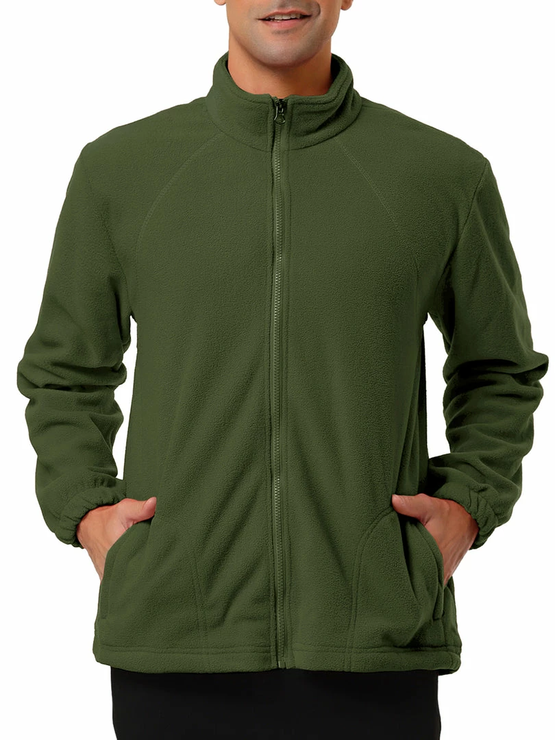 Allegra K Men's Full-Zip Fleece Jacket Long Sleeves Soft Stand Collar Winter Outdoor Coat With Pockets 19 Allegra K Men's Full-Zip Fleece Jacket Long Sleeves Soft Stand Collar Winter Outdoor Coat With Pockets