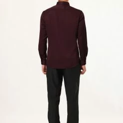 Allegra K Men's Solid Long Sleeve Shirts Button Down Point Collar Slim Fit Dress Shirts