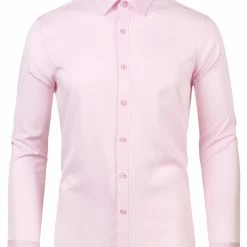 Allegra K Men's Solid Long Sleeve Shirts Button Down Point Collar Slim Fit Dress Shirts