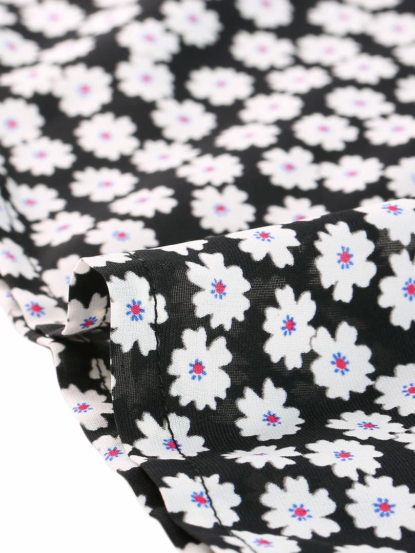 Allegra K Women's Contrast Ruffle Peter Pan Collar Dresses Button Front Floral Long Sleeve Above Knee Dress 9 Allegra K Women's Contrast Ruffle Peter Pan Collar Dresses Button Front Floral Long Sleeve Above Knee Dress