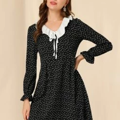 Allegra K Women's Ruffle Neck Heart Print Sweet Cute Chiffon Mini Dress 11 Allegra K Women's Ruffle Neck Heart Print Sweet Cute Chiffon Mini Dress