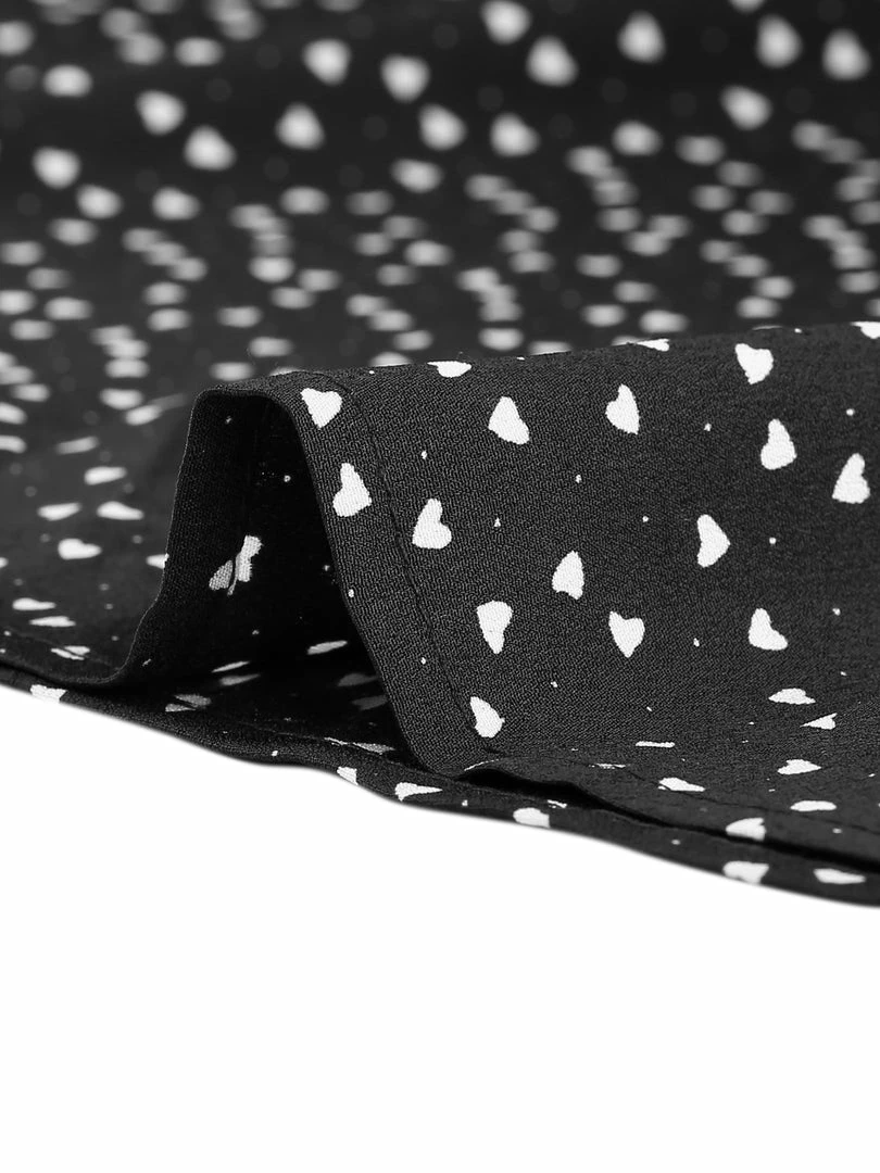 Allegra K Women's Ruffle Neck Heart Print Sweet Cute Chiffon Mini Dress 9 Allegra K Women's Ruffle Neck Heart Print Sweet Cute Chiffon Mini Dress