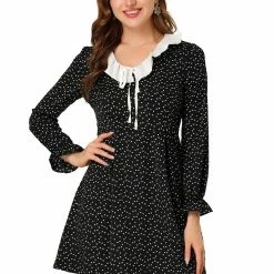 Allegra K Women's Ruffle Neck Heart Print Sweet Cute Chiffon Mini Dress 10 Allegra K Women's Ruffle Neck Heart Print Sweet Cute Chiffon Mini Dress