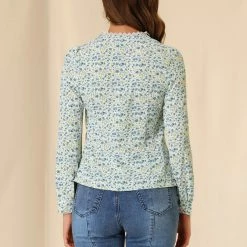 Allegra K Women's Vintage Floral Blouse Peter Pan Collar Shirt