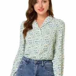 Allegra K Women's Vintage Floral Blouse Peter Pan Collar Shirt