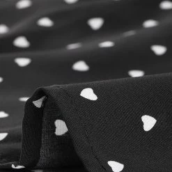 Allegra K Women's Heart Printed V Neck Babydoll Long Sleeve Button Loose Tunic Flowy Mini Dress