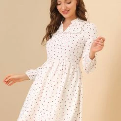 Allegra K Women's Heart Party V Neck Ruffle Elegant Christmas A-Line Mini Dress