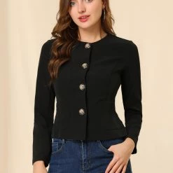 Allegra K Women's Casual Fall Button Front Elegant Work Office Blazer Jacket 33 Allegra K Women's Casual Fall Button Front Elegant Work Office Blazer Jacket