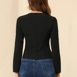 Allegra K Women's Casual Fall Button Front Elegant Work Office Blazer Jacket 36 Allegra K Women's Casual Fall Button Front Elegant Work Office Blazer Jacket
