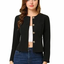 Allegra K Women's Casual Fall Button Front Elegant Work Office Blazer Jacket 32 Allegra K Women's Casual Fall Button Front Elegant Work Office Blazer Jacket