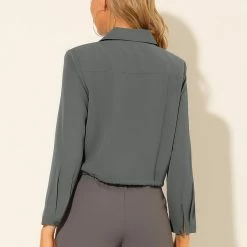 Allegra K Women's Long Sleeve Fashion Zipper Short Casual Blouse 14 Allegra K Women's Long Sleeve Fashion Zipper Short Casual Blouse