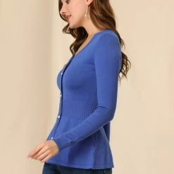 Allegra K Smocked Waist Peplum Pullover Jumper Women