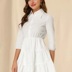 Allegra K Women's Elegant Work Office 3/4 Sleeve Tiered Dress 11 Allegra K Women's Elegant Work Office 3/4 Sleeve Tiered Dress