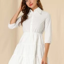 Allegra K Women's Elegant Work Office 3/4 Sleeve Tiered Dress 13 Allegra K Women's Elegant Work Office 3/4 Sleeve Tiered Dress