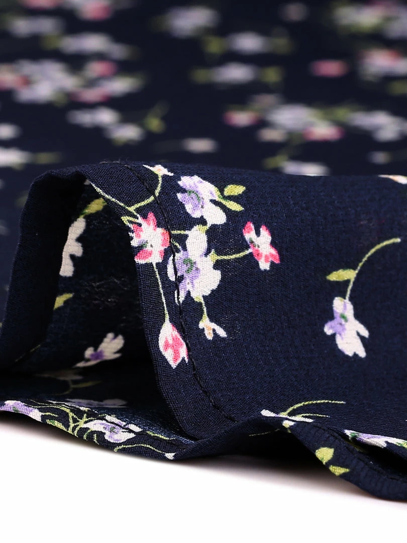 Allegra K Women's Floral Ruffle Trim Doll Collar Smocked Waist A-line Dress 9 Allegra K Women's Floral Ruffle Trim Doll Collar Smocked Waist A-line Dress