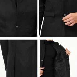 Allegra K Coats & Outerwear Men's Winter Coat Notch Lapel Single Breasted Two Button Long Outwear Jacket Overcoat