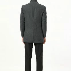 Allegra K Coats & Outerwear Men's Winter Coat Notch Lapel Single Breasted Two Button Long Outwear Jacket Overcoat