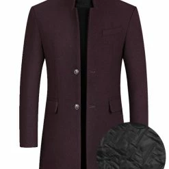 Allegra K Coats & Outerwear Men's Winter Coat Notch Lapel Single Breasted Two Button Long Outwear Jacket Overcoat
