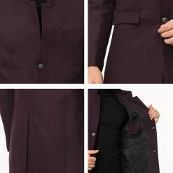 Allegra K Coats & Outerwear Men's Winter Coat Notch Lapel Single Breasted Two Button Long Outwear Jacket Overcoat