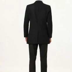 Allegra K Coats & Outerwear Men's Winter Coat Notch Lapel Single Breasted Two Button Long Outwear Jacket Overcoat