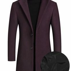 Allegra K Coats & Outerwear Men's Winter Coat Notch Lapel Single Breasted Two Button Long Outwear Jacket Overcoat