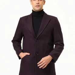 Allegra K Coats & Outerwear Men's Winter Coat Notch Lapel Single Breasted Two Button Long Outwear Jacket Overcoat