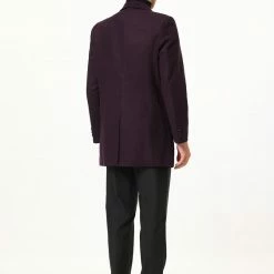 Allegra K Coats & Outerwear Men's Winter Coat Notch Lapel Single Breasted Two Button Long Outwear Jacket Overcoat