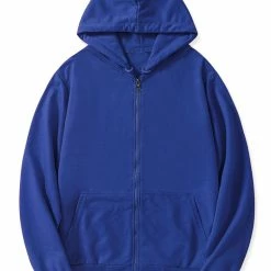 Allegra K Men's Hoodie Sweatshirt Full Zip Long Sleeves Lightweight Solid Sports Hooded Jacket