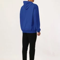 Allegra K Men's Hoodie Sweatshirt Full Zip Long Sleeves Lightweight Solid Sports Hooded Jacket