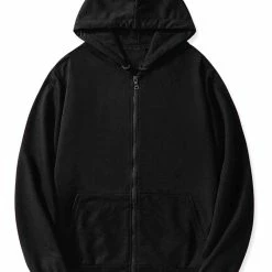Allegra K Men's Hoodie Sweatshirt Full Zip Long Sleeves Lightweight Solid Sports Hooded Jacket