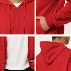 Allegra K Men's Hoodie Sweatshirt Full Zip Long Sleeves Lightweight Solid Sports Hooded Jacket