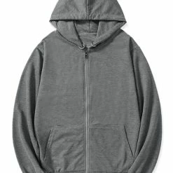 Allegra K Men's Hoodie Sweatshirt Full Zip Long Sleeves Lightweight Solid Sports Hooded Jacket