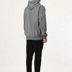 Allegra K Men's Hoodie Sweatshirt Full Zip Long Sleeves Lightweight Solid Sports Hooded Jacket