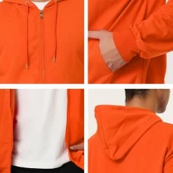 Allegra K Men's Hoodie Sweatshirt Full Zip Long Sleeves Lightweight Solid Sports Hooded Jacket