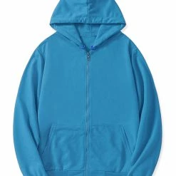 Allegra K Men's Hoodie Sweatshirt Full Zip Long Sleeves Lightweight Solid Sports Hooded Jacket