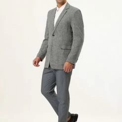 Allegra K Men's Business Blazer Single Breasted Two Buttons Formal Suit Sports Coat