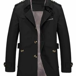 Allegra K Men's Trench Coat Notched Collar Single Breasted Windbreaker Overcoat