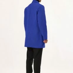 Allegra K Men's Trench Coat Slim Fit Winter Notched Lapel Single Breasted Long Jacket Overcoat