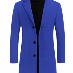 Allegra K Men's Trench Coat Slim Fit Winter Notched Lapel Single Breasted Long Jacket Overcoat