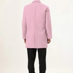 Allegra K Men's Trench Coat Slim Fit Winter Notched Lapel Single Breasted Long Jacket Overcoat