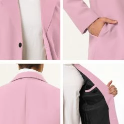 Allegra K Men's Trench Coat Slim Fit Winter Notched Lapel Single Breasted Long Jacket Overcoat