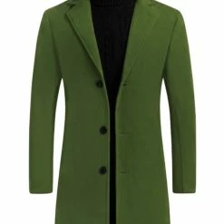 Allegra K Men's Trench Coat Slim Fit Winter Notched Lapel Single Breasted Long Jacket Overcoat